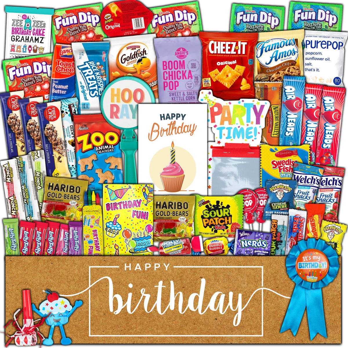 CRAVEBOX Birthday Box contents, a colorful assortment ideal for gifting and celebrations.