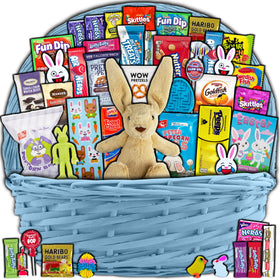 CRAVEBOX blue Easter basket wrapped in a bow, gift-ready presentation.