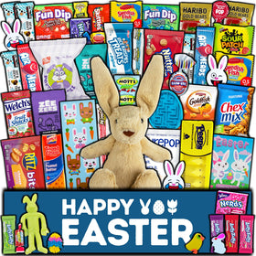 CRAVEBOX Easter Care Package with plush bunny and snacks, perfect for gifting.