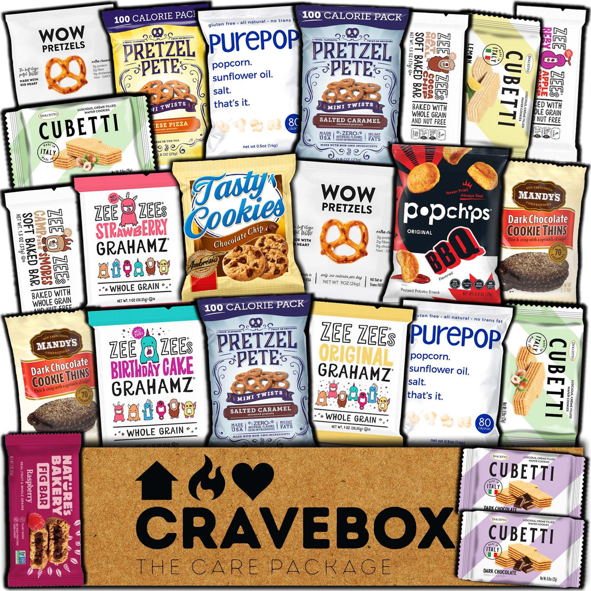 CRAVEBOX gourmet snack box front view, ready to gift for any occasion