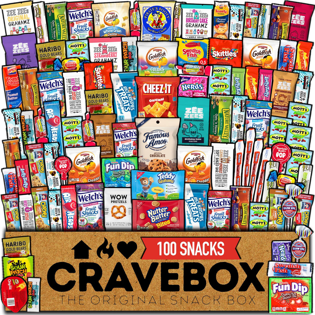 CRAVEBOX Snack Box 100-count assortment for gifting and sharing