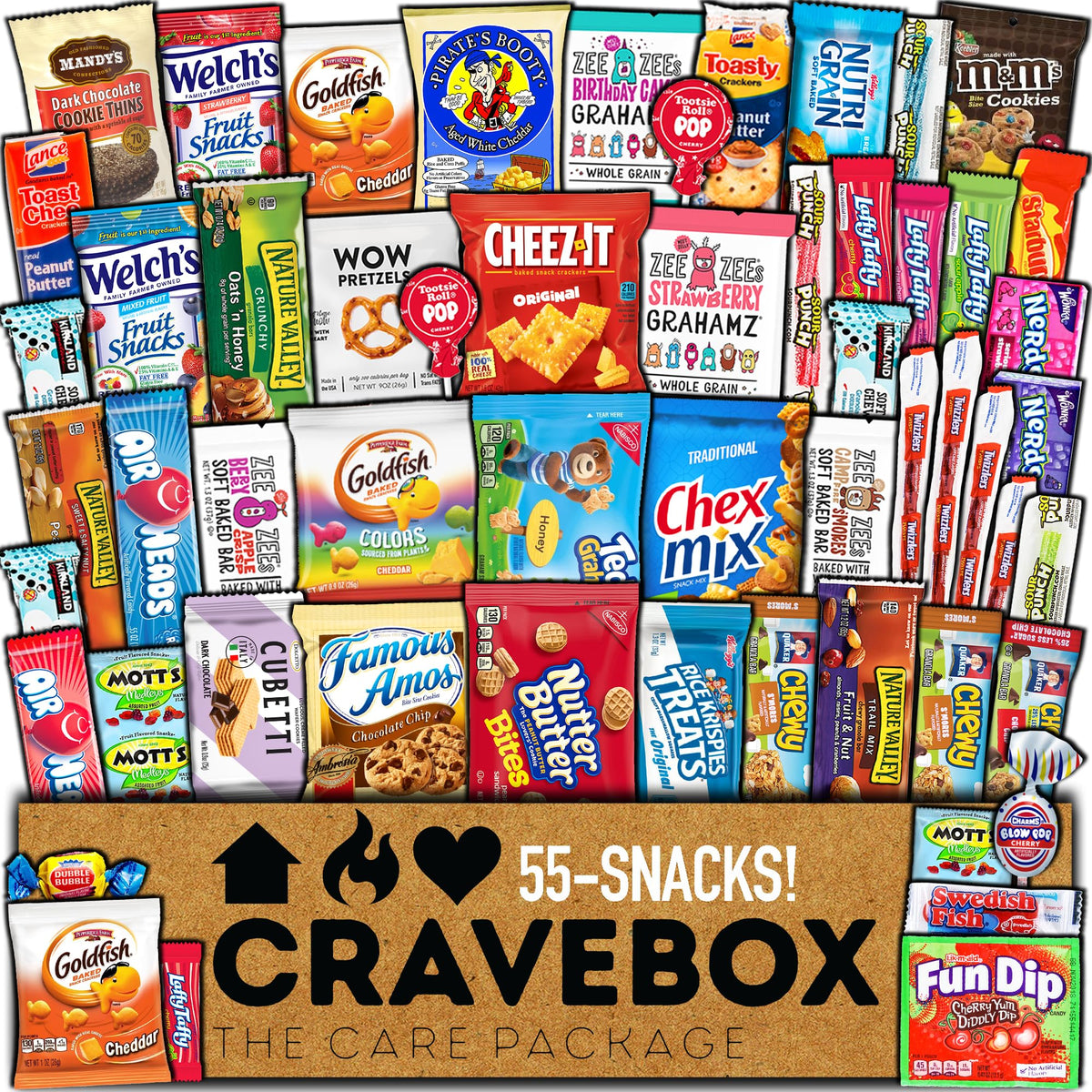 CRAVEBOX snacks box with a 55-item assortment ready to gift.