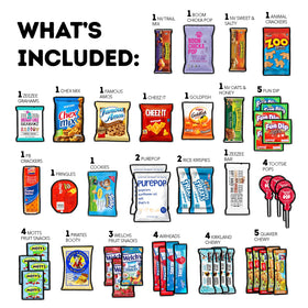 CRAVEBOX variety chips cookies and bars collage highlights broad snack assortment.