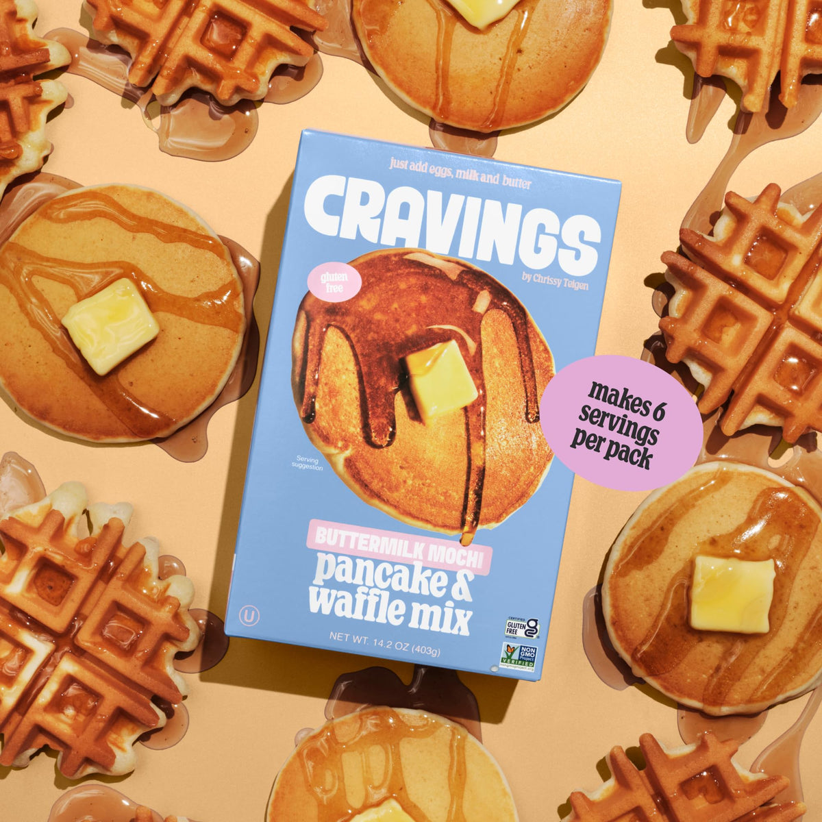 Cravings by Chrissy Teigen golden brown pancakes with syrup