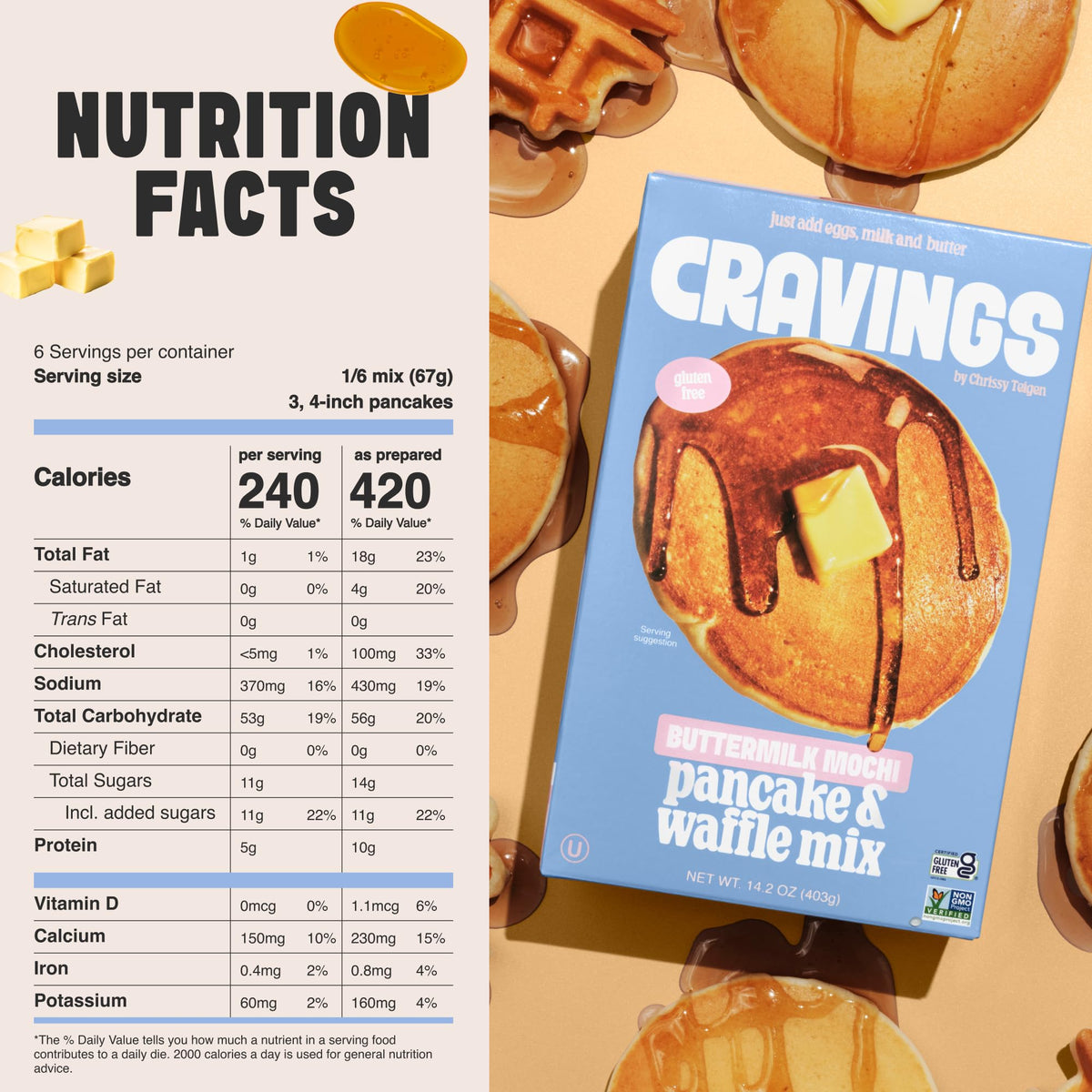 Cravings by Chrissy Teigen mochi waffle setup features golden waffles