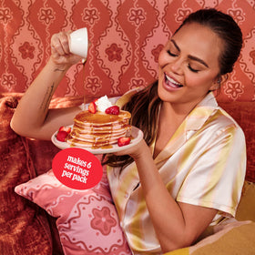 Cravings by Chrissy Teigen strawberry swirl visible in pancake batter