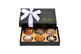 CRAVINGS BY ZOE gift box with six cookies in a luxe black and gold presentation
