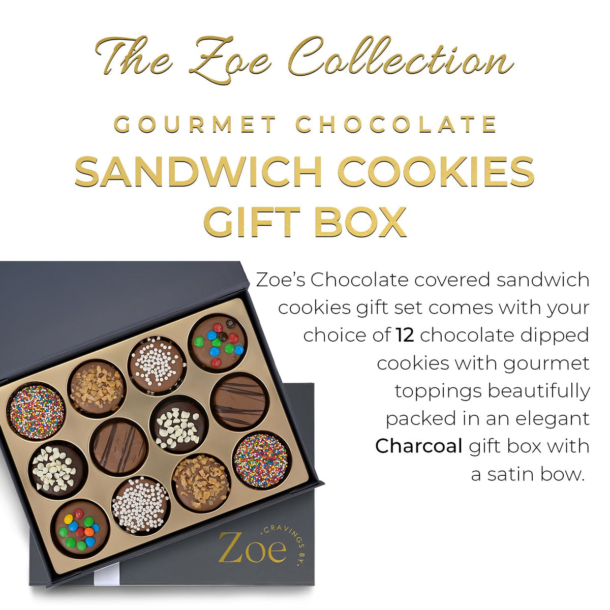 CRAVINGS BY ZOE satin gift box with bow enhances gift presentation for celebrations.