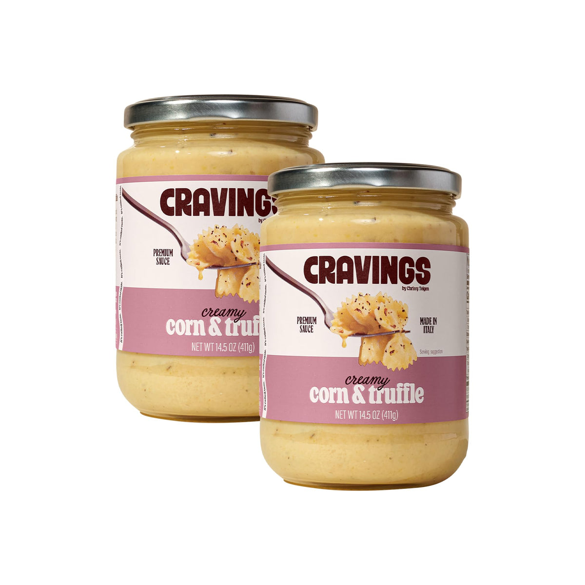 Cravings by Chrissy Teigen cream corn truffle sauce bottle ready for pasta night