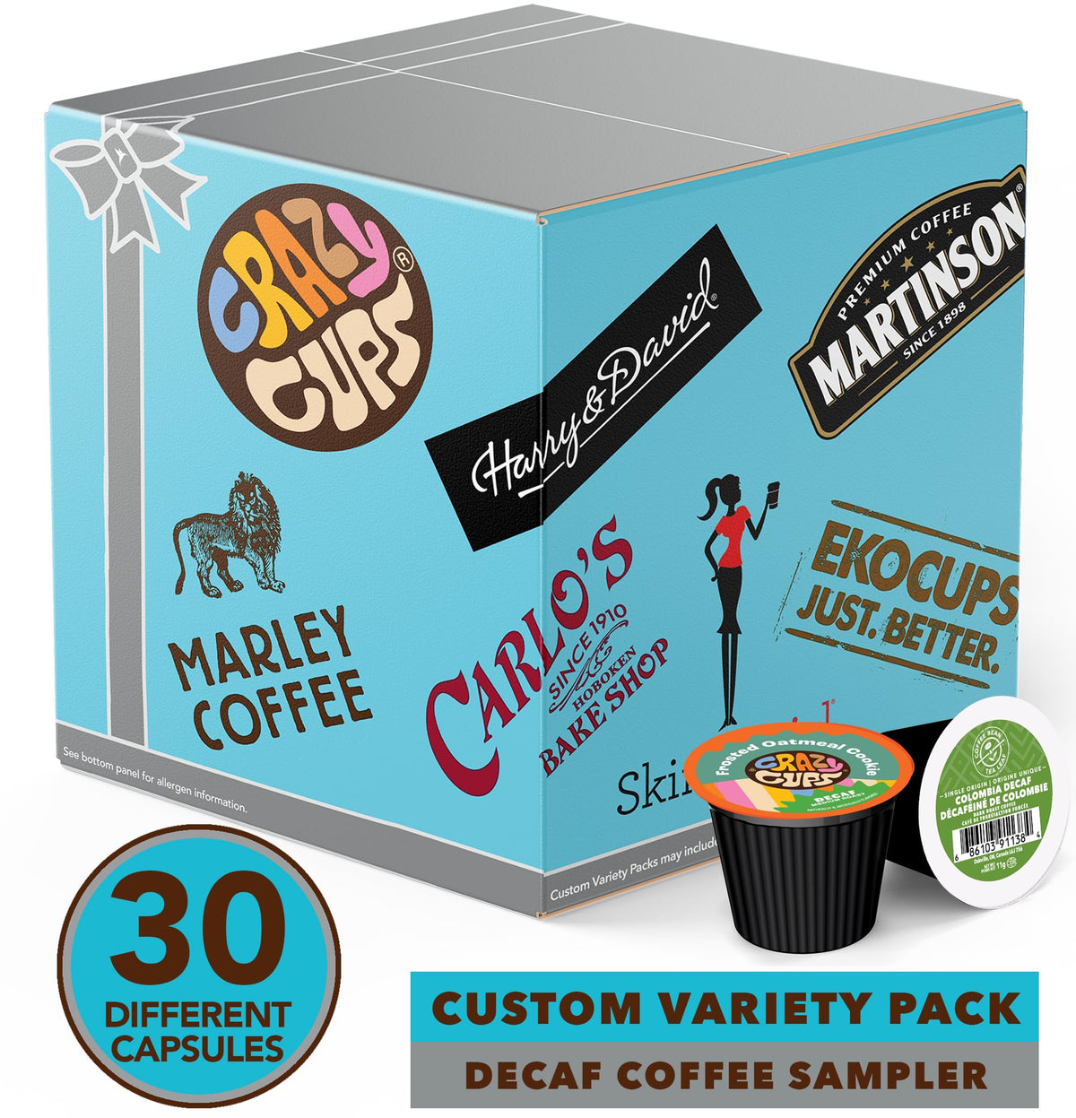 Crazy Cups 30-count sampler demonstrates variety without duplicates for easy trial.