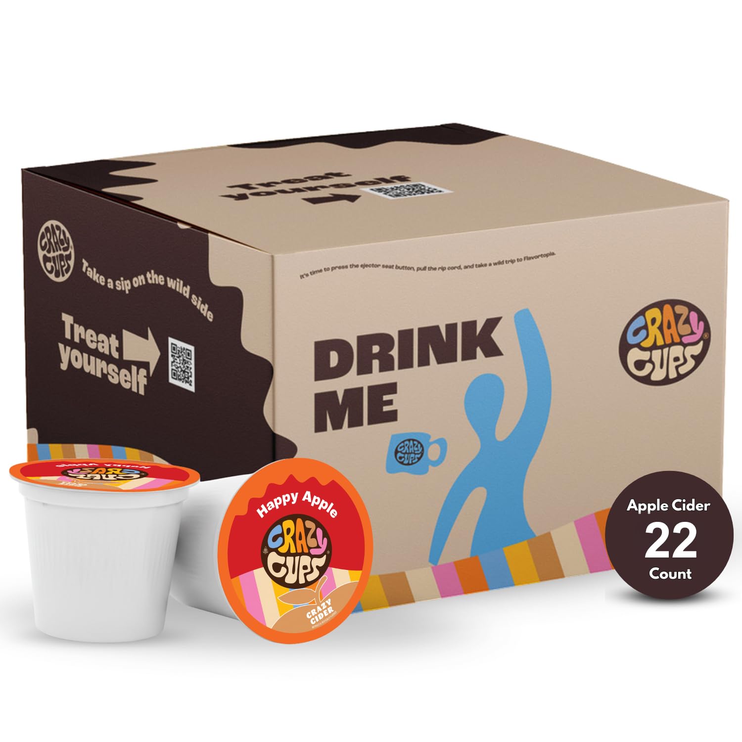 Crazy Cups Apple Cider Pods pack shown for quick, cozy at-home enjoyment.