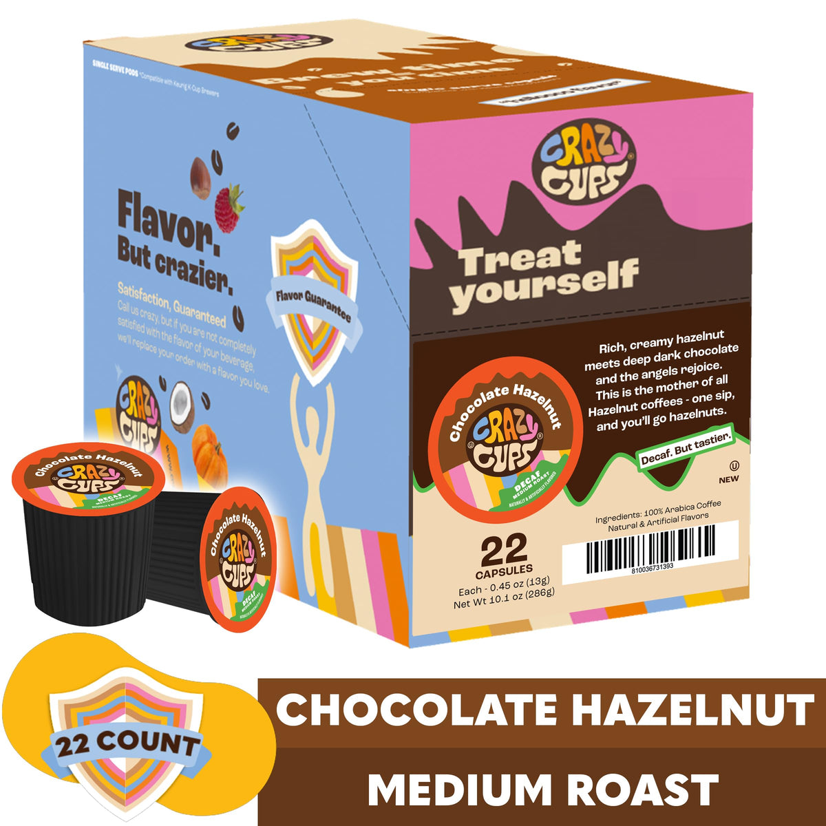 Crazy Cups arabica decaf beans image emphasizes premium quality coffee