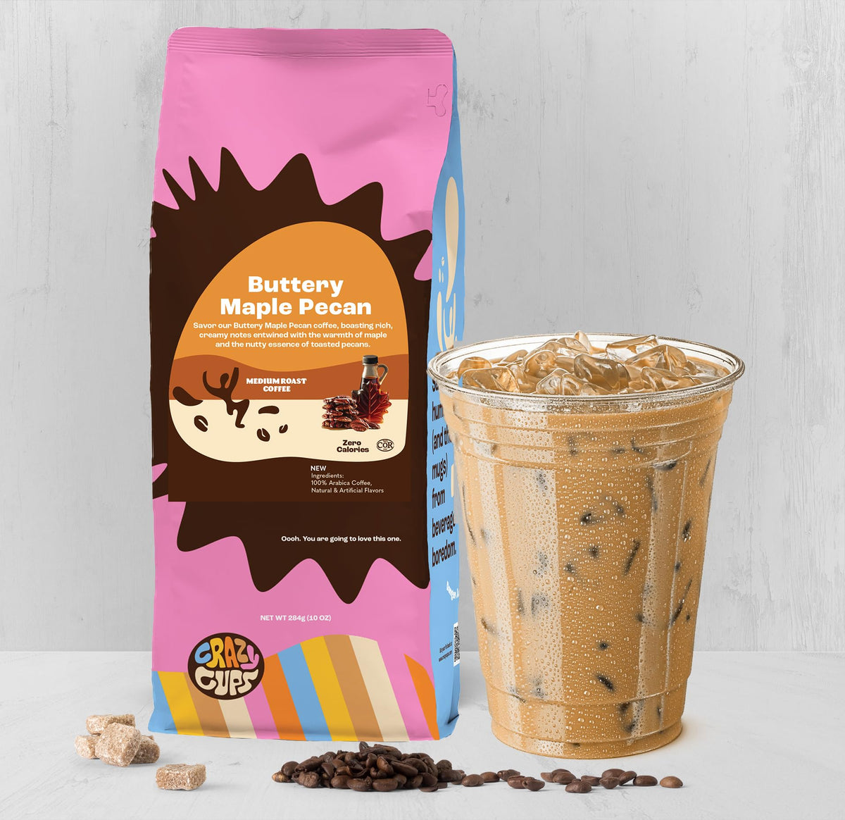Crazy Cups aroma of maple pecan enriches hot or iced coffee experiences