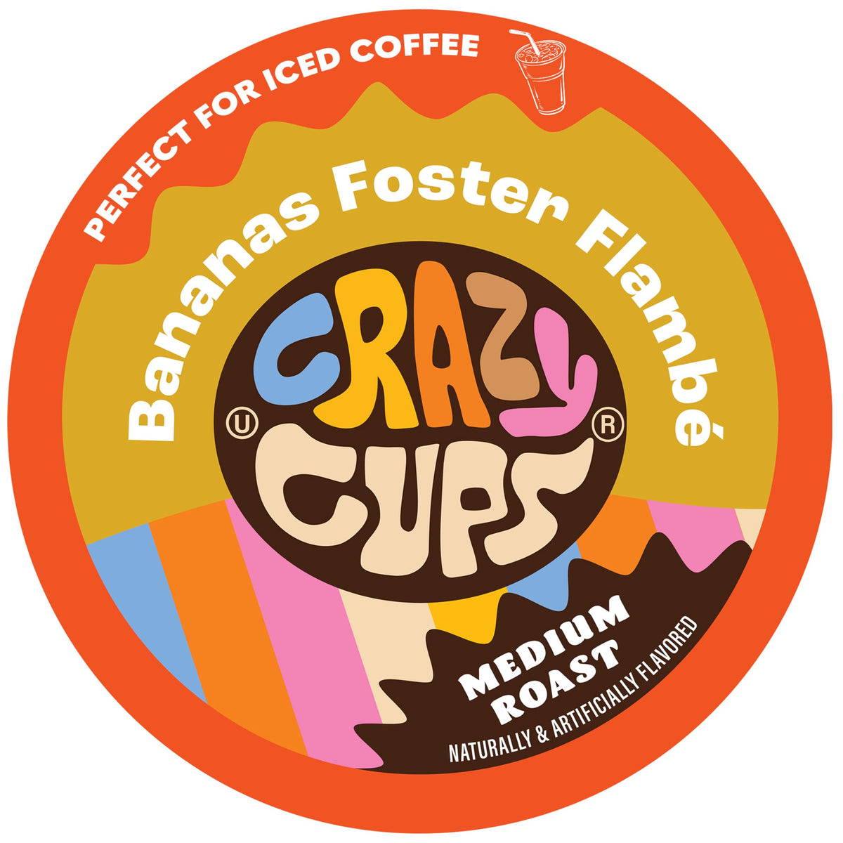 Crazy Cups Bananas Foster Flambe pod for Keurig, sugar-free indulgence.