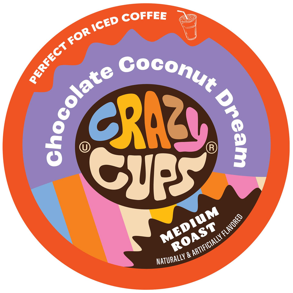 Crazy Cups Chocolate Coconut Dream pod delivers rich flavor for a flavorful morning.