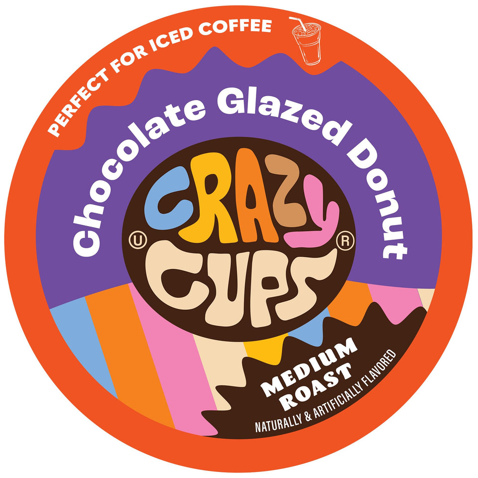 Crazy Cups Chocolate Glazed Donut pod on display for rich mornings