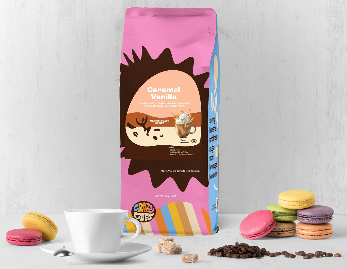 Crazy Cups Cinnamon French Toast ground coffee bag for bold breakfast-inspired flavor.