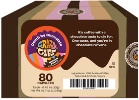 Crazy Cups Death By Chocolate cup pour reveals rich aroma and flavor in every sip.
