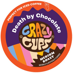 Crazy Cups Death by Chocolate pod for Keurig, bold flavor.