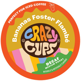Crazy Cups decaf banana coffee pods offer rich flavor in a convenient single-serve format.