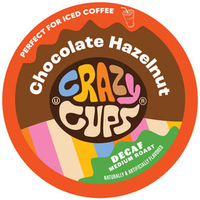Crazy Cups decaf batter hazelnut pod showing rich flavor without caffeine for evening sipping