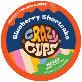 Crazy Cups decaf blueberry pods in pack ready for flavorful morning.