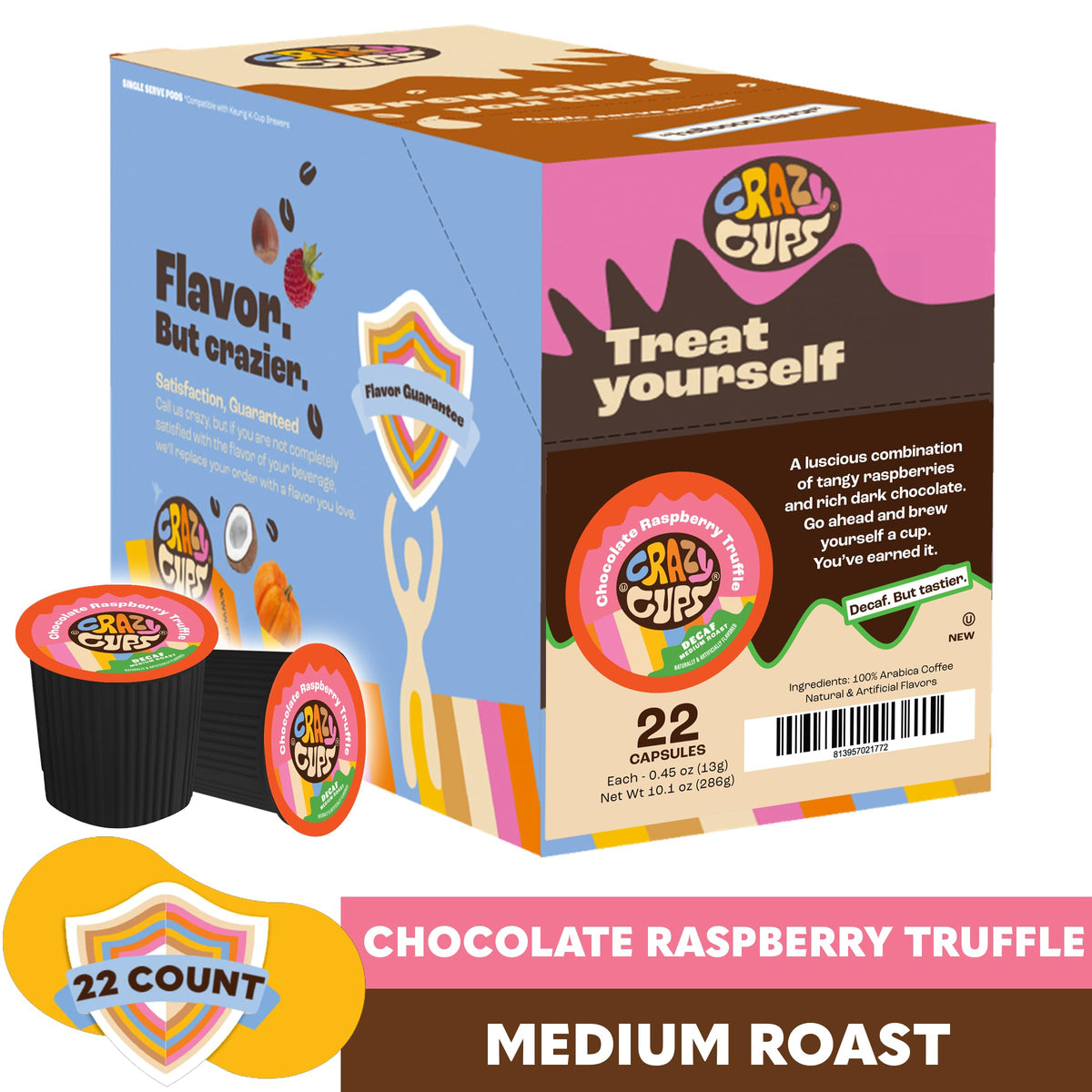 Crazy Cups Decaf Chocolate Raspberry Truffle K-Cup compatible pod for quick office breaks
