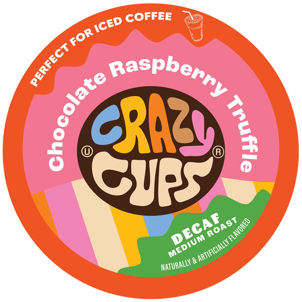 Crazy Cups Decaf Chocolate Raspberry Truffle pod for Keurig machines, rich dessert coffee