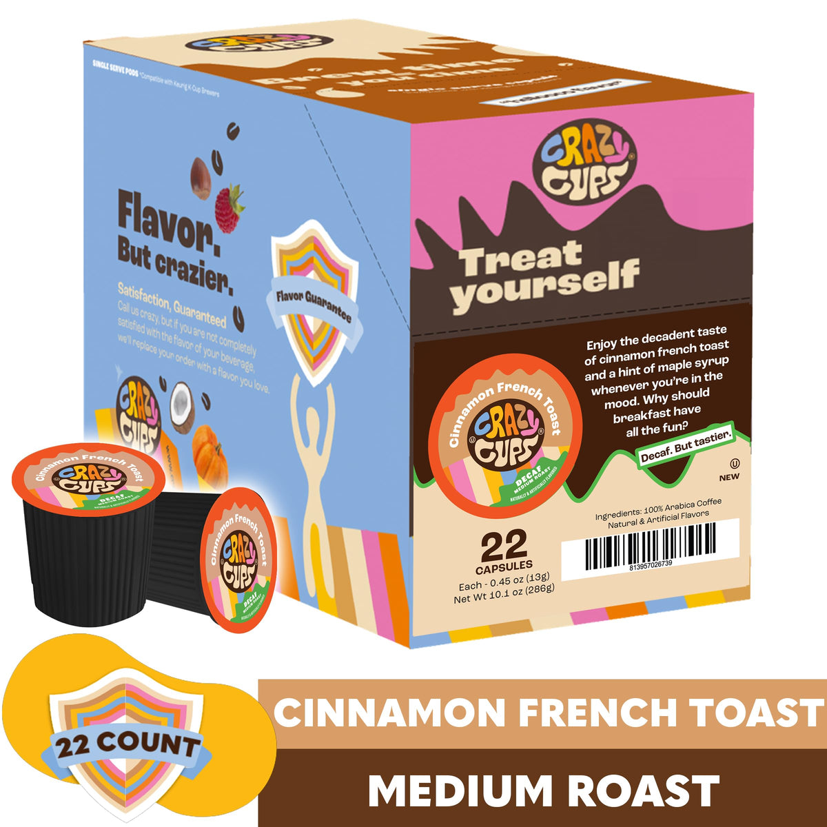 Crazy Cups decaf cinnamon french toast iced-glass ready for refreshing iced coffee.