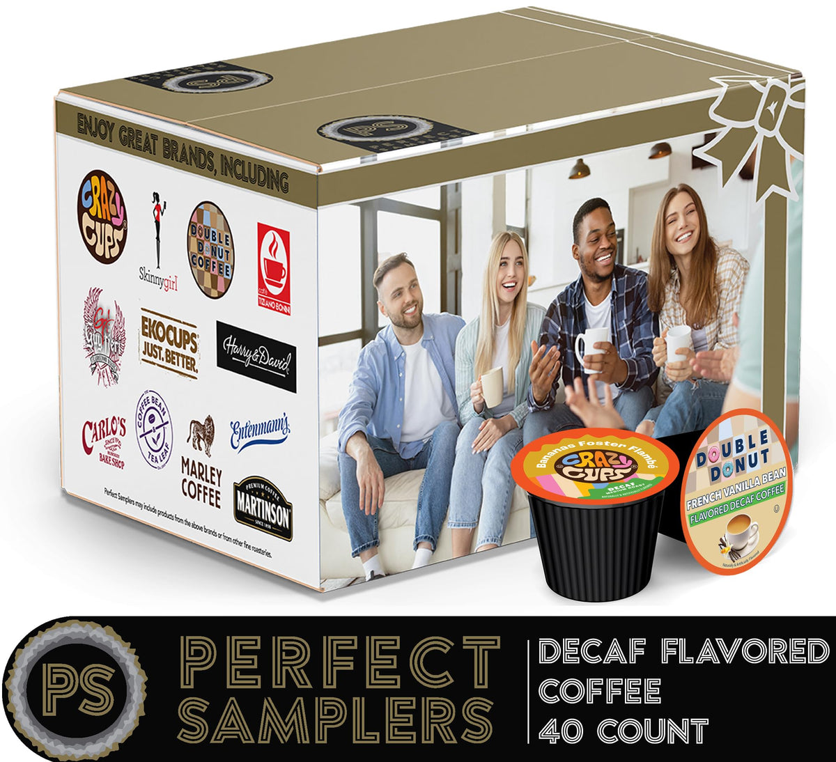 Crazy Cups decaf coffee pods in packaging, ready for Keurig brewers.