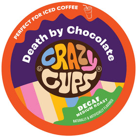 Crazy Cups decaf Death by Chocolate pods showcase rich flavor for late-evening coffee rituals.