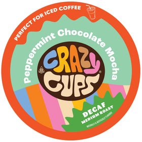 Crazy Cups decaf peppermint chocolate mocha pod for Keurig machines, bold flavor option