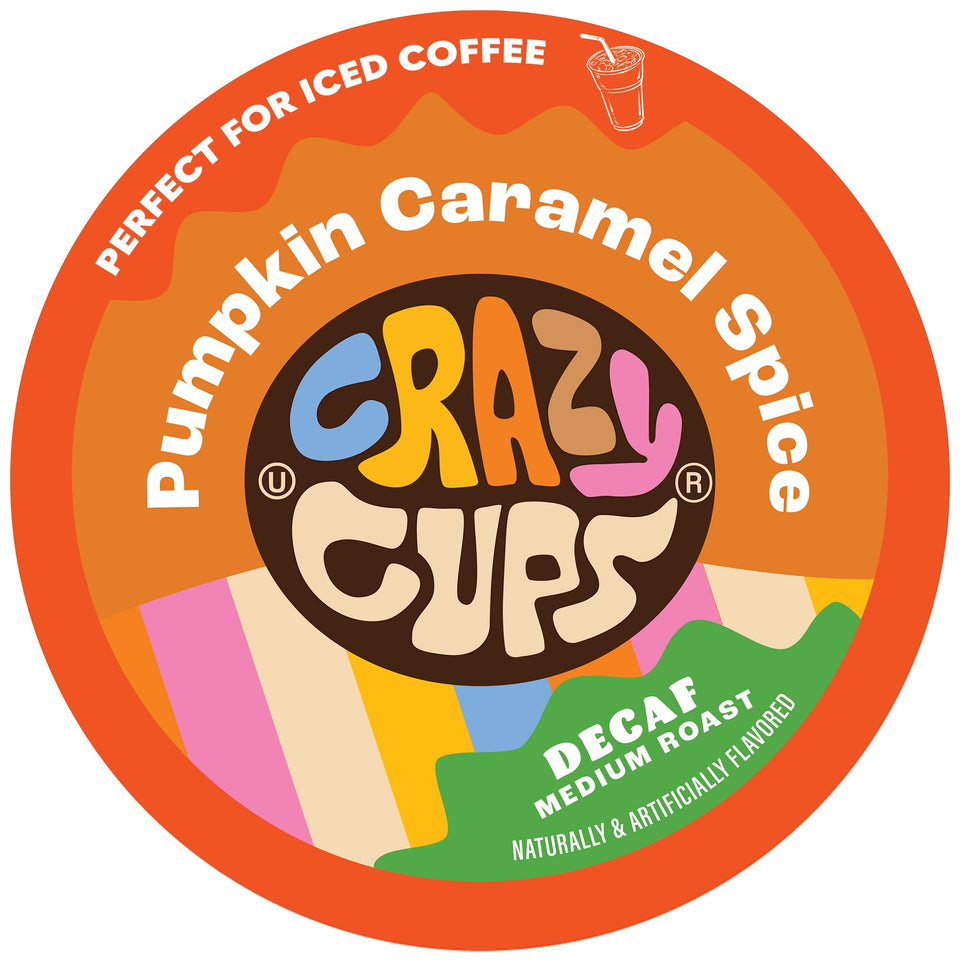 Crazy Cups decaf pumpkin caramel spice K-Cup pod delivering rich flavor for cozy evenings