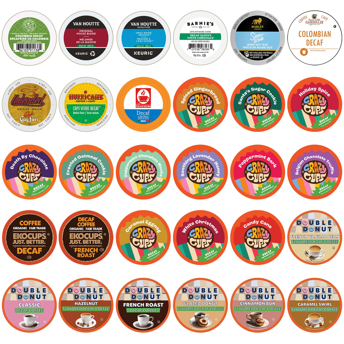 Crazy Cups decaf sampler flavors showcase a colorful range for daily tastings.