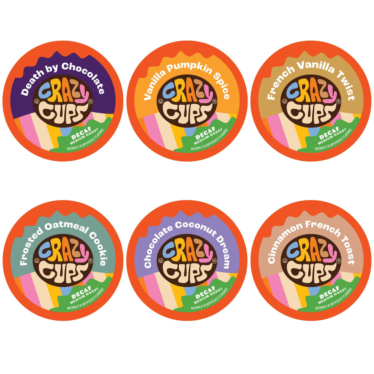 Crazy Cups decaf French vanilla pods in a box showcase flavor variety and convenience.