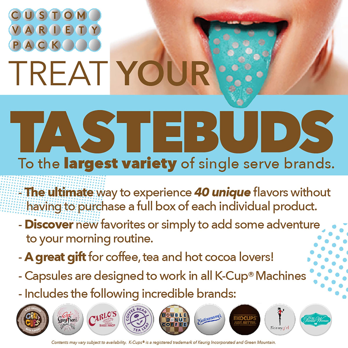 Diverse flavor selection shown to encourage trying new favorites each morning.