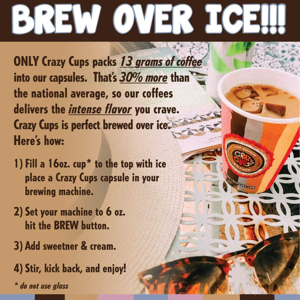 Crazy Cups flavor display shows popular flavors for tasting sessions