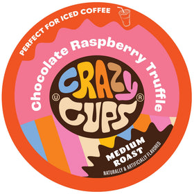 Crazy Cups chocolate raspberry truffle pod closeup highlighting bold flavor for rich morning coffee