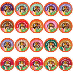 Crazy Cups flavored decaf sampler front view showing diverse pods for trying several decaf flavors
