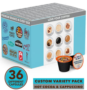 Crazy Cups flavored hot chocolate pods close-up, vibrant flavors for cozy dessert moments.