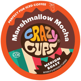 Crazy Cups flavored marshmallow mocha pods for a rich, indulgent coffee experience.