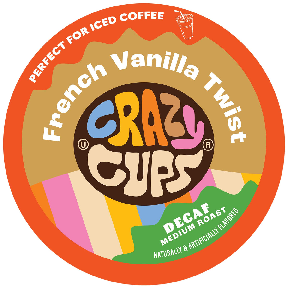 Crazy Cups French Vanilla Decaf brew with rich vanilla aroma and smooth finish