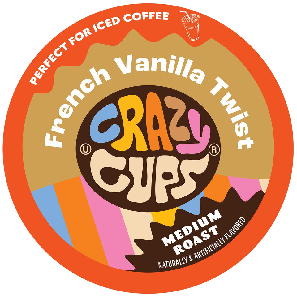 Crazy Cups French Vanilla Twist pod with rich aroma and convenient single-serve flavor.