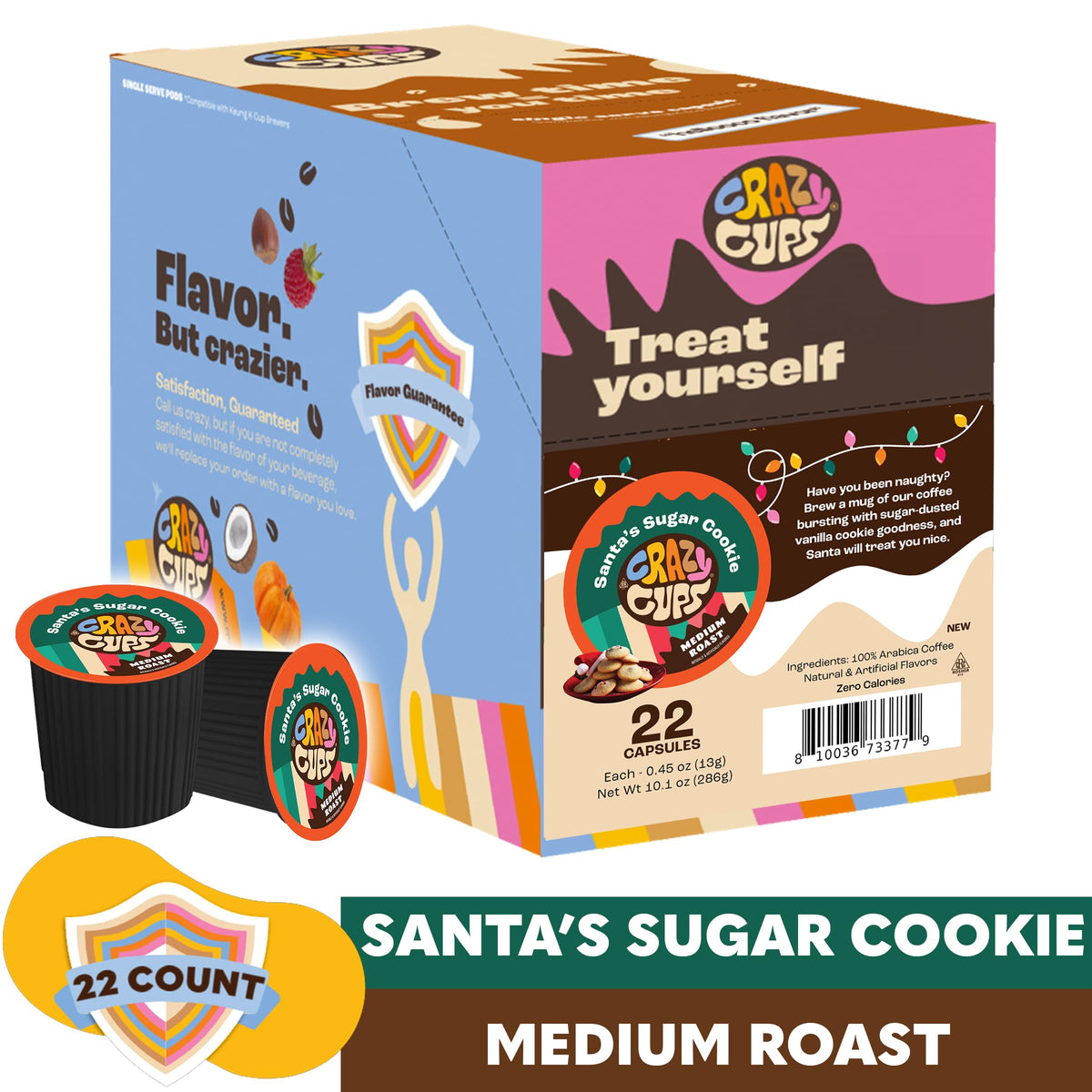Crazy Cups Holiday Blend pods with cinnamon aroma for cozy mornings.