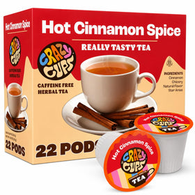 Crazy Cups hot cinnamon spice tea pods—22-count box for quick, flavorful mornings.
