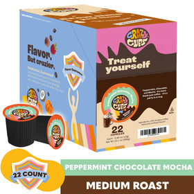 Crazy Cups hot-coffee-pour releasing a creamy peppermint chocolate mocha aroma