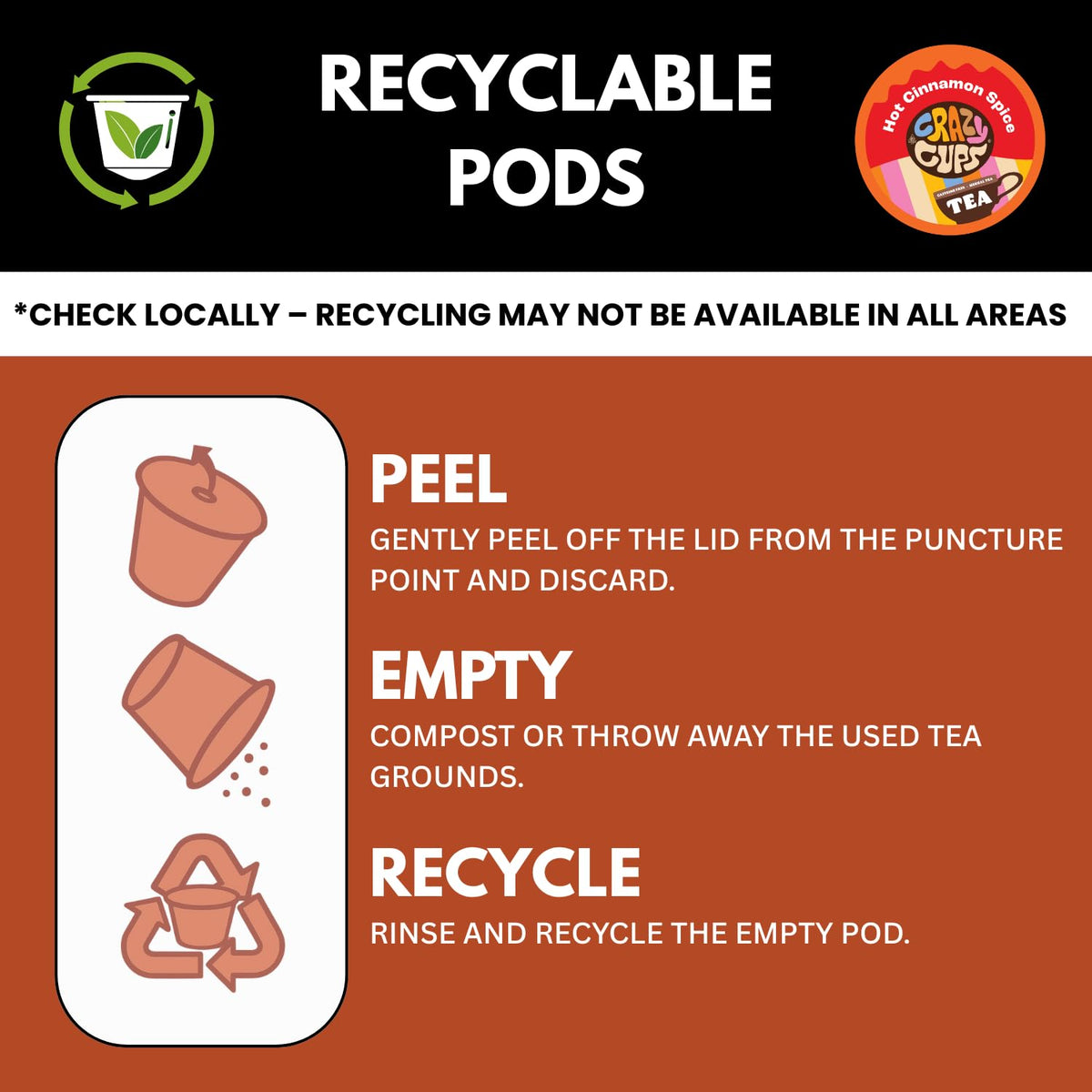 Hot or iced serving with Crazy Cups for versatile tea moments.