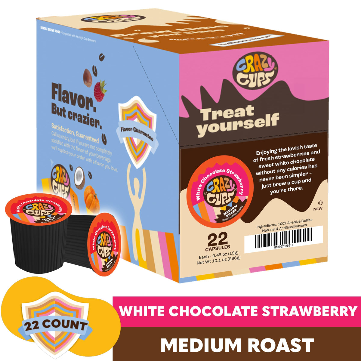 Crazy Cups iced coffee serving highlights refreshing strawberry chocolate aroma