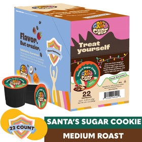 Crazy Cups Santa's Sugar Cookies Decaf capsule close-up highlights rich aroma for cozy mornings.