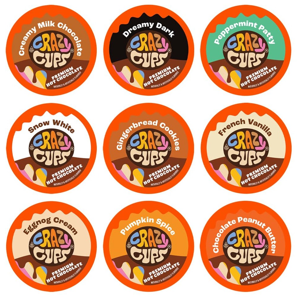 Crazy Cups seasonal hot chocolate variety 20-count pack for cozy mornings and family moments.